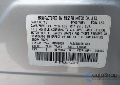 2015 Infiniti Q50 Premium z USA, uszkodzony, nr VIN JN1BV7AR1FM409838